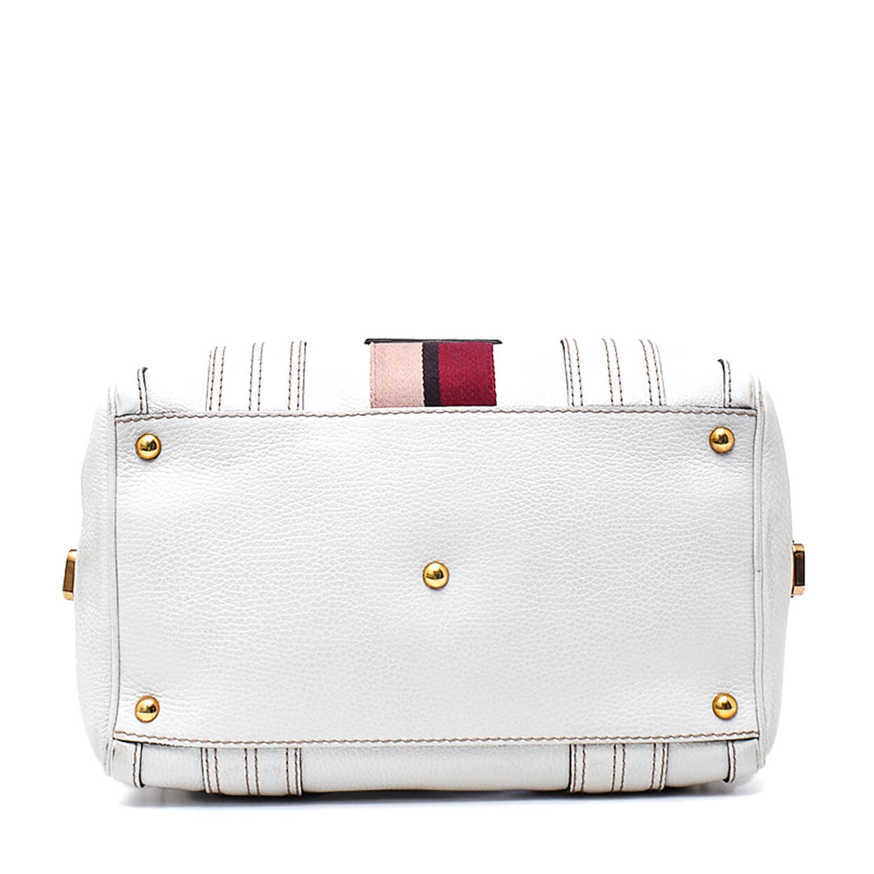 Gucci-White Leather Aviatrix Medium Boston Bag